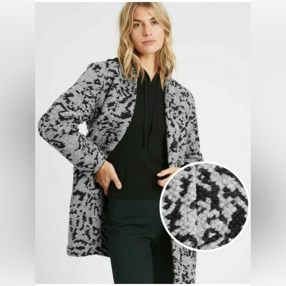 Banana republic collarless knit coat jacket gray XS (S,M) new with tags NWT